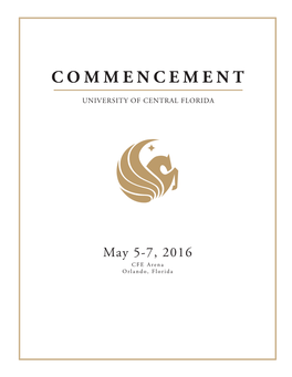 Commencement Program Will Be Available at for Download As a PDF Beginning Monday, May 9, 2016