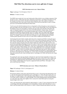 Mid Wilts Way Directions East to West, Split Into 13 Stages