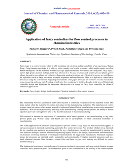 Application of Fuzzy Controllers for Flow Control Processes in Chemical Industries