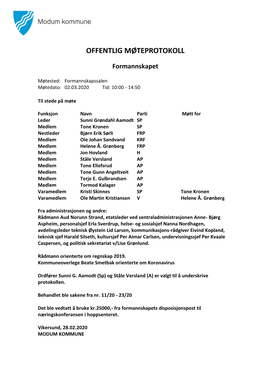 Offentlig Møteprotokoll