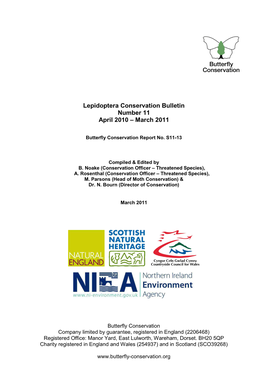 Lepidoptera Conservation Bulletin No. 11 (April 2010-March 2011)
