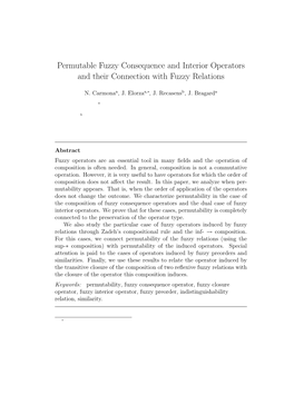 Permutable Fuzzy Consequence and Interior Operators and Their Connection with Fuzzy Relations