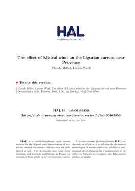 The Effect of Mistral Wind on the Ligurian Current Near