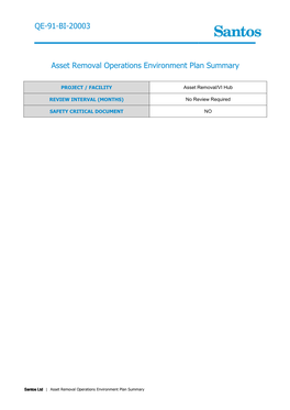 QE-91-BI-20003 Asset Removal Operations Environment Plan