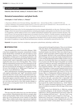 Botanical Nomenclature and Plant Fossils