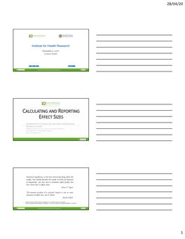 Calculating and Reporting Effect Sizes