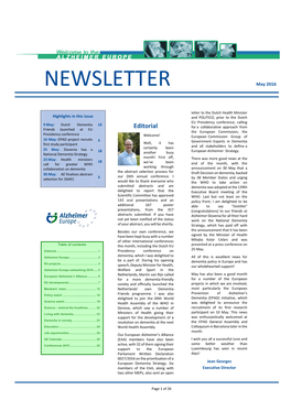 NEWSLETTER May 2016