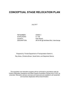 Conceptual Stage Relocation Plan
