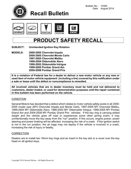 Recall Bulletin