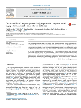 Carbonate-Linked Poly(Ethylene Oxide) Polymer Electrolytes Towards