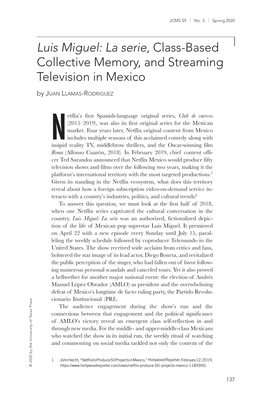 Luis Miguel: La Serie, Class-Based Collective Memory, and Streaming Television in Mexico