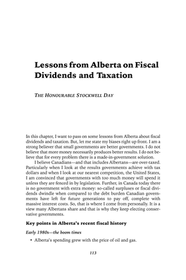 Lessons from Alberta on Fiscal Dividends and Taxation