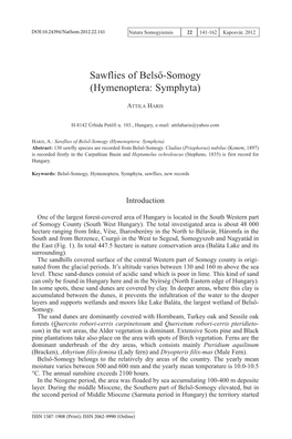 Sawflies of Belső-Somogy (Hymenoptera: Symphyta)