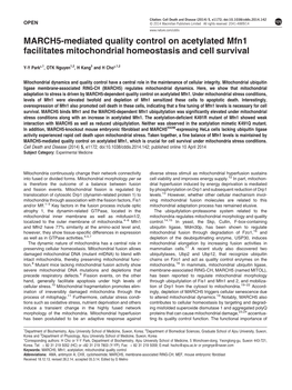 MARCH5-Mediated Quality Control on Acetylated Mfn1 Facilitates Mitochondrial Homeostasis and Cell Survival