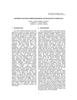 1 Lightning in the North American Monsoon: An