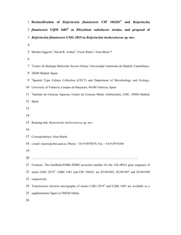 Reclassification of Beijerinckia Fluminensis CIP 106281T and Beijerinckia