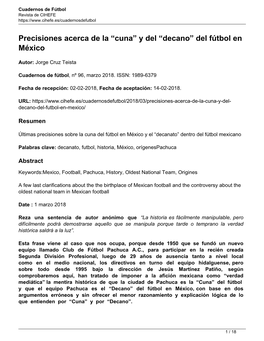 Precisiones Acerca De La “Cuna” Y Del “Decano” Del Fútbol En México