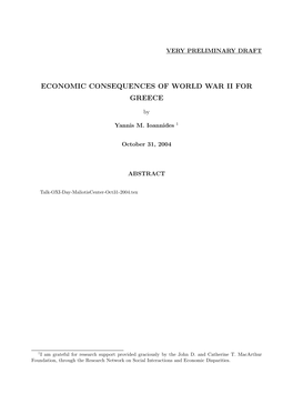 Economic Consequences of World War Ii for Greece