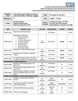 Leicester City Clinical Commissioning Group West Leicestershire Clinical Commissioning Group East Leicestershire and Rutland