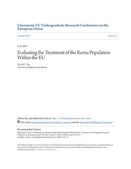 Evaluating the Treatment of the Roma Population Within the EU Rachel V