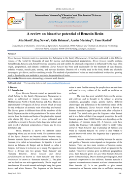 A Review on Bioactive Potential of Benzoin Resin