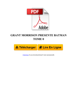 [2SFL]⋙ GRANT MORRISON PRESENTE BATMAN TOME 0 Par