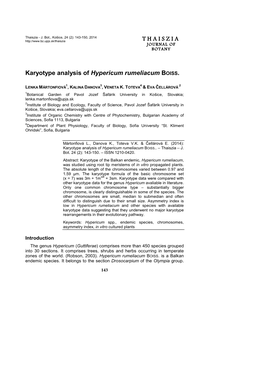 THAISZIA Karyotype Analysis of Hypericum Rumeliacum BOISS