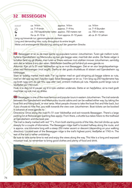 Kart Og Turbeskrivelse Over Besseggen I Jotunheimen