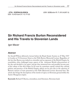 Sir Richard Francis Burton Reconsidered and His Travels to Slovenian Lands 17