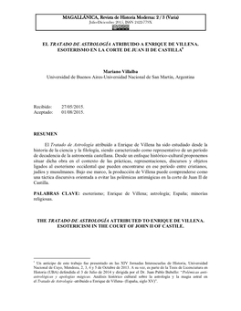 El Tratado De Astrología Atribuido a Enrique De Villena