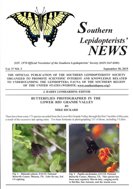 Southern Lepidopterists' Society (ISSN 2167-0285)