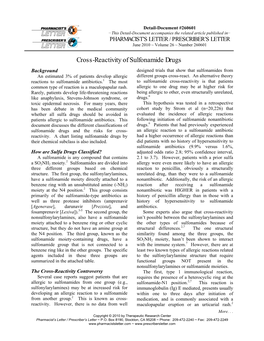 Cross-Reactivity of Sulfonamide Drugs