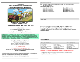 Saturday and Sunday, May 15Th & 16Th, 2021 Iowa Coursing Association