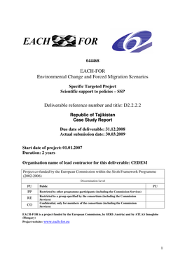 EACH-FOR Environmental Change and Forced Migration Scenarios