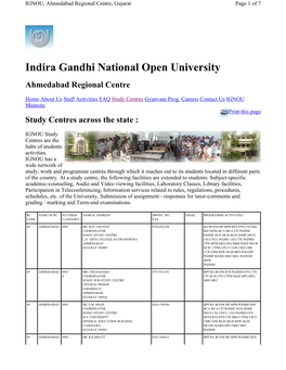 Indira Gandhi National Open University Ahmedabad Regional Centre