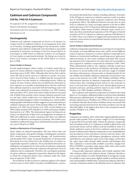 Cadmium and Cadmium Compounds Tive Protein That Binds Heavy Metals, Including Cadmium