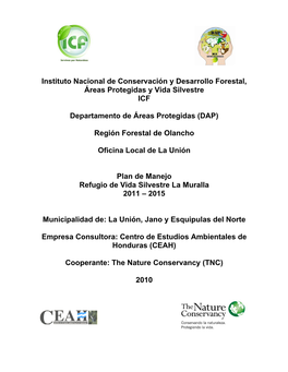 Instituto Nacional De Conservación Y Desarrollo Forestal, Áreas Protegidas Y Vida Silvestre ICF
