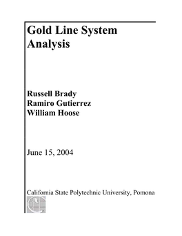 Gold Line System Analysis