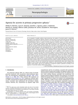 Agnosia for Accents in Primary Progressive Aphasia$