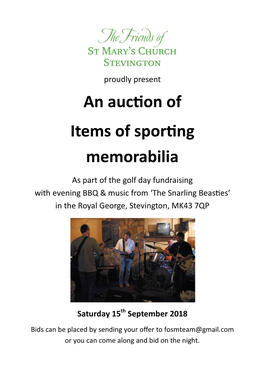 An Auction of Items of Sporting Memorabilia
