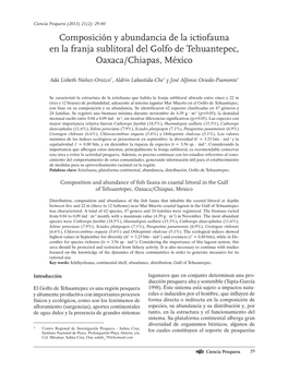 Composición Y Abundancia De La Ictiofauna En La Franja Sublitoral Del Golfo De Tehuantepec, Oaxaca/Chiapas, México
