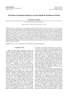 Structure of Natural Juniperus Excelsa Stands in Northwest of Iran