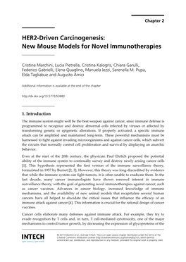 HER2-Driven Carcinogenesis: New Mouse Models for Novel Immunotherapies