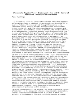 Royston Vasey: Grotesque Bodies and the Horror of Comedy in the League of Gentlemen Peter Hutching S