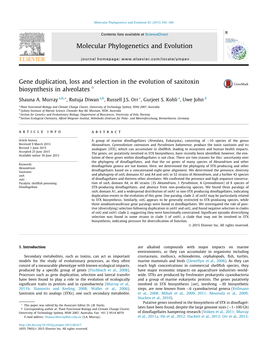 Gene Duplication, Loss and Selection in the Evolution of Saxitoxin Biosynthesis in Alveolates Q ⇑ Shauna A