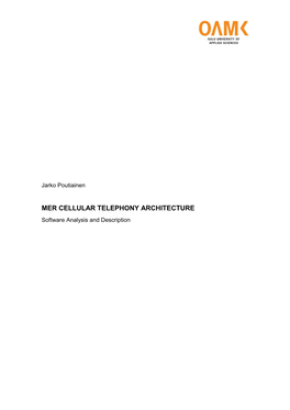 MER CELLULAR TELEPHONY ARCHITECTURE Software Analysis and Description