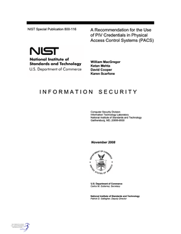 A Recommendation for the Use of PIV Credentials in Physical Access Control Systems (PACS)