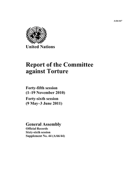 Report of the Committee Against Torture