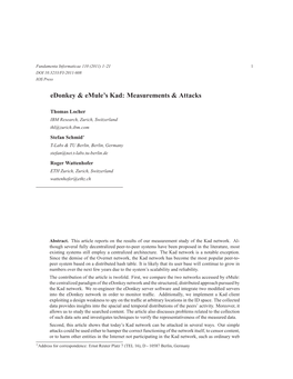Edonkey & Emule's Kad: Measurements & Attacks