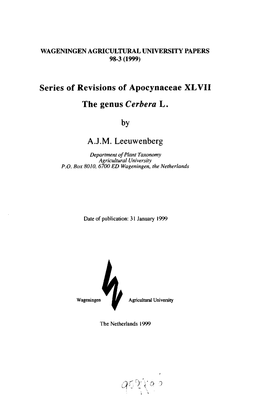 Q0LX° 3 Series of Revisions of Apocynaceae XLVII